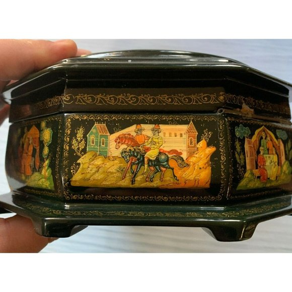 Russian Palekh Laquer Box Octagon Testimony Of Petro / Peter 9 Panel Iconography - Picture 7 of 12